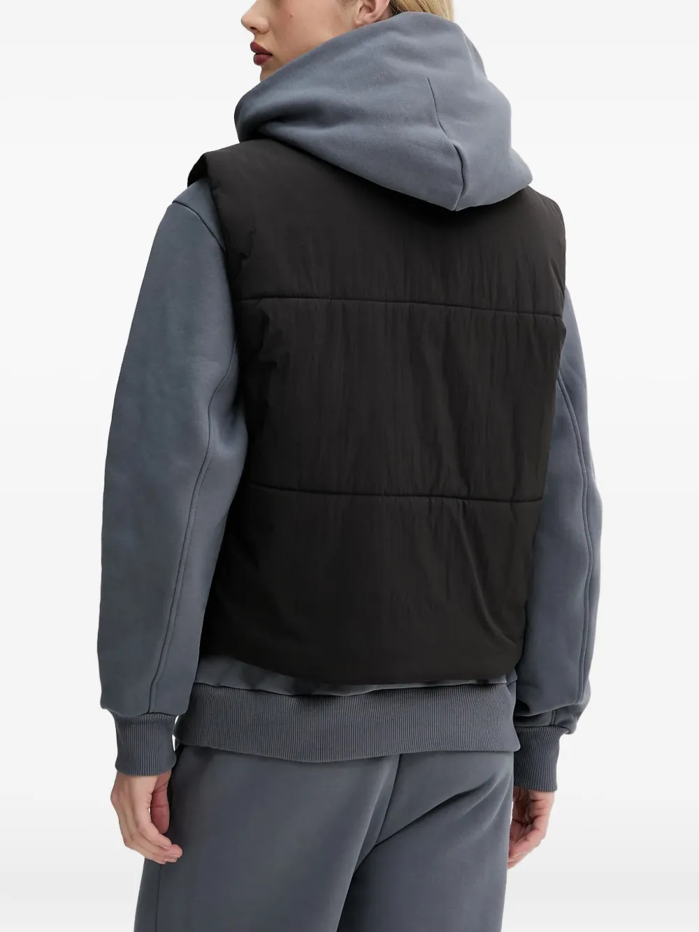 HUGO Gewatteerde bodywarmer met logodetail Zwart