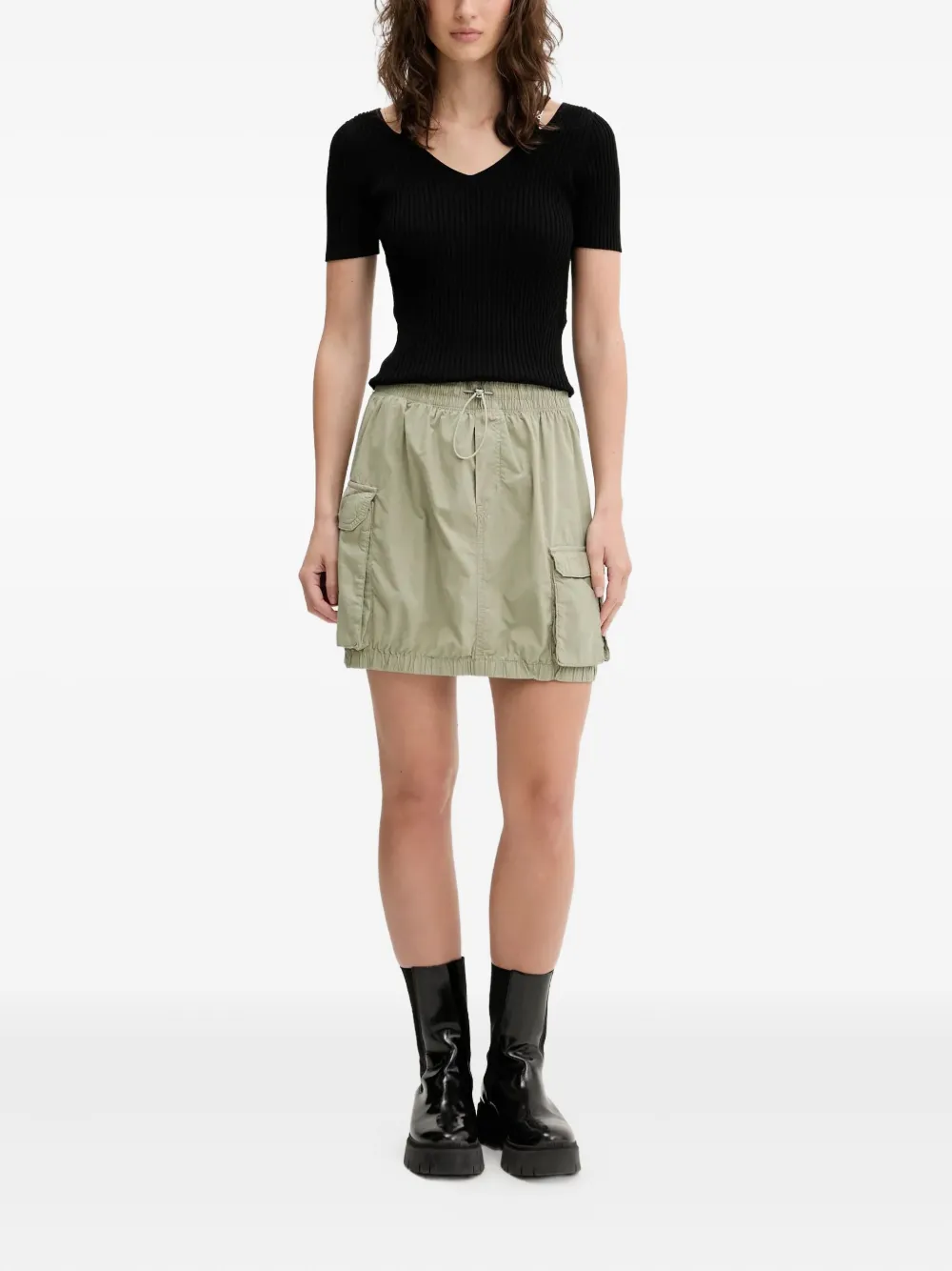 HUGO Geribbelde tanktop Zwart