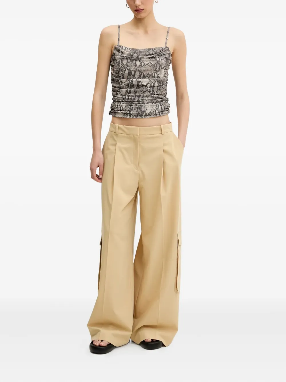 HUGO Broek met cargo zak Beige