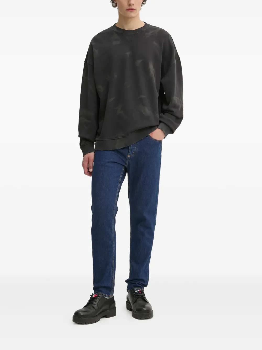 HUGO Nustroyos sweater met abstracte print Zwart