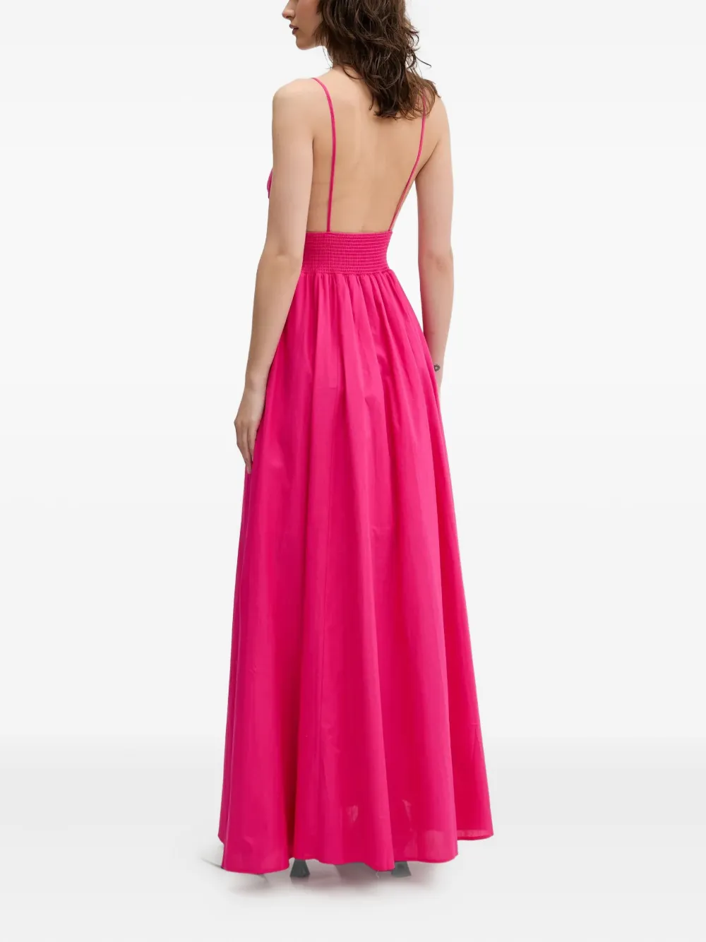 HUGO v-neck smocked maxi dress Roze