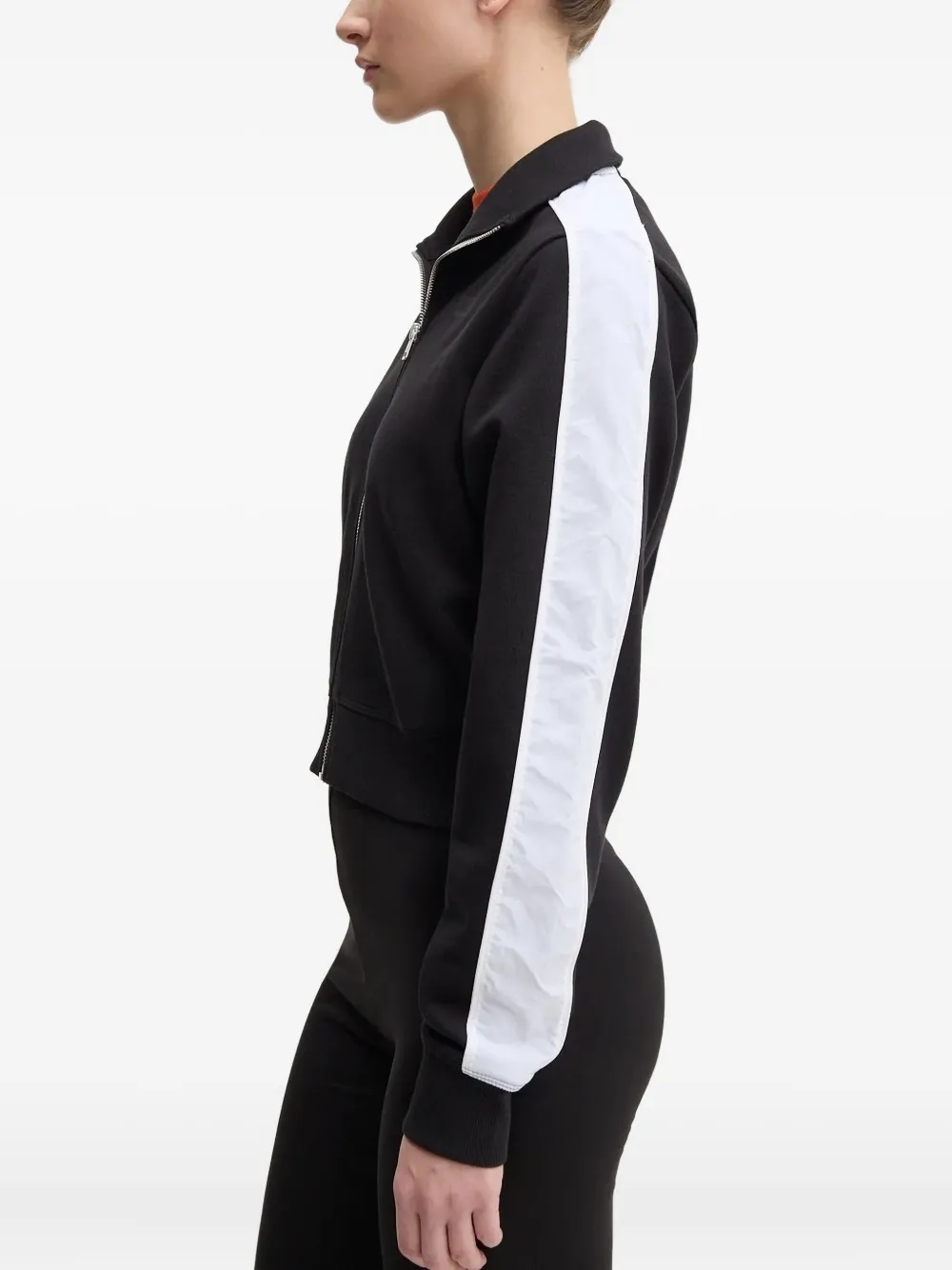Hugo Boss Panelled Zip-up Top In Black