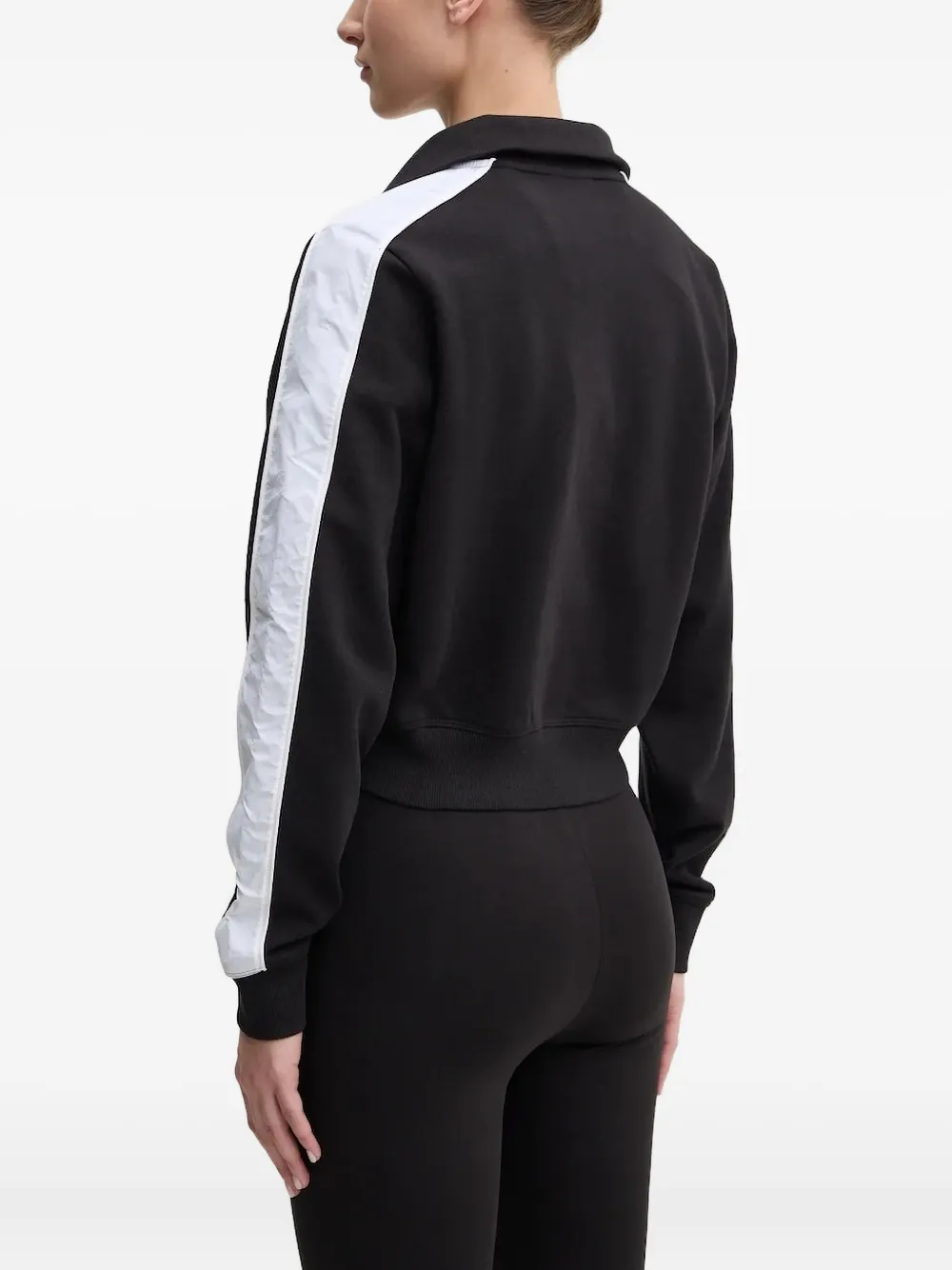 Hugo Boss Panelled Zip-up Top In Black