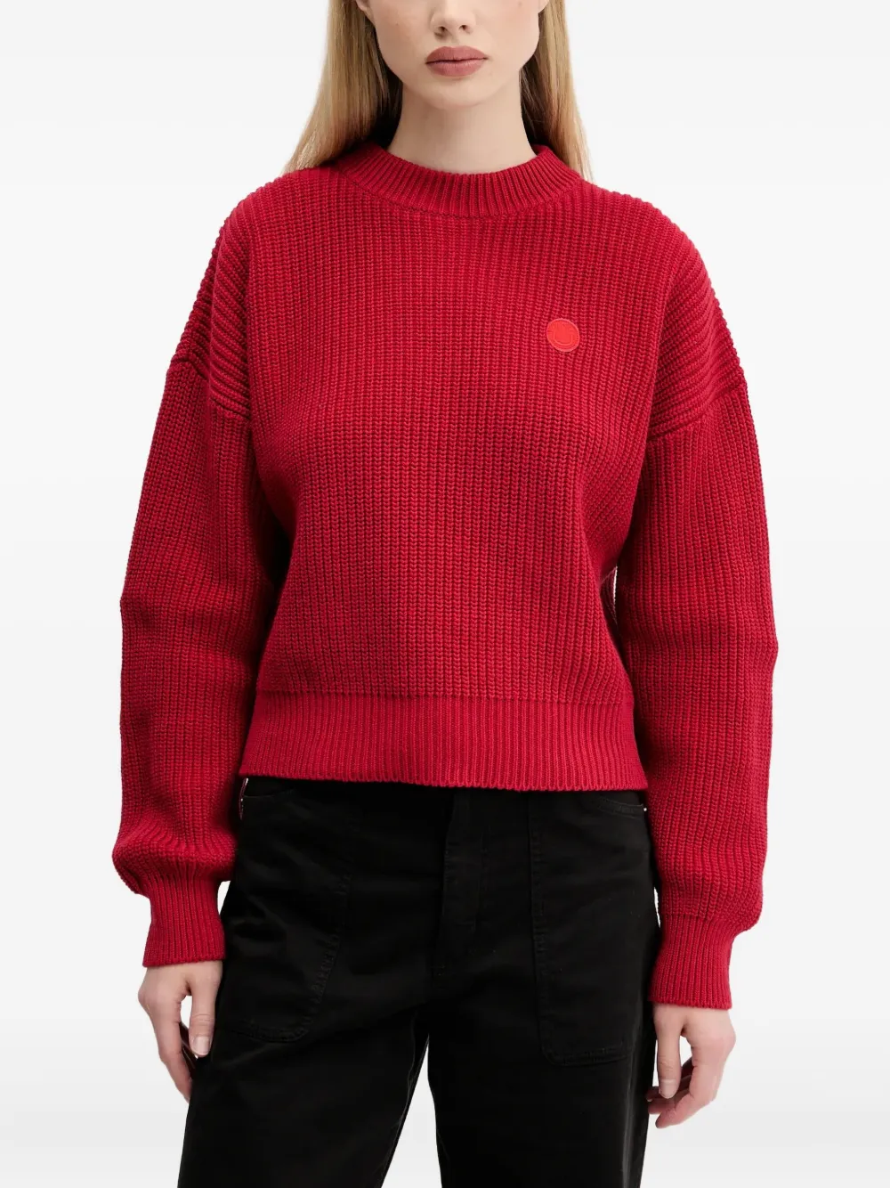 HUGO ribbed logo-patch jumper | Red | Image 1