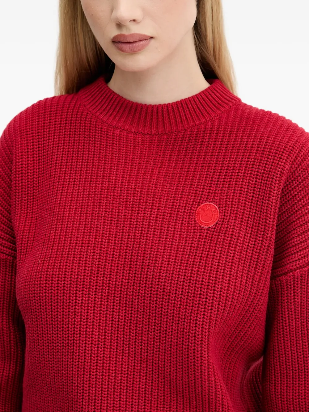 HUGO Trui met logopatch Rood