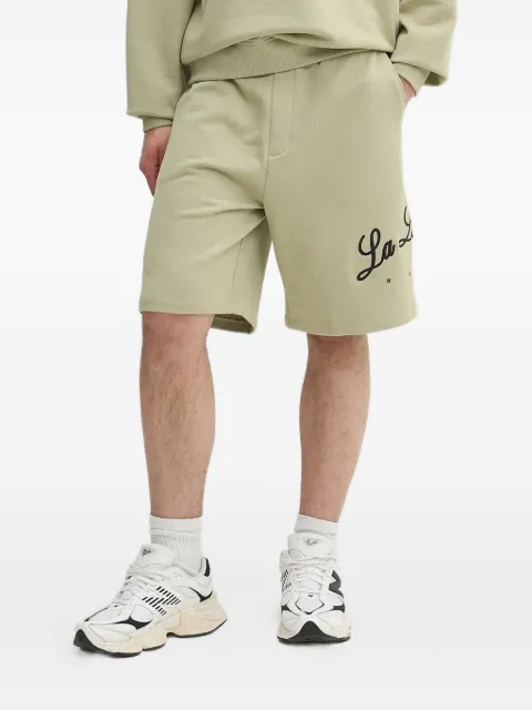 HUGO palm-tree embroidered shorts
