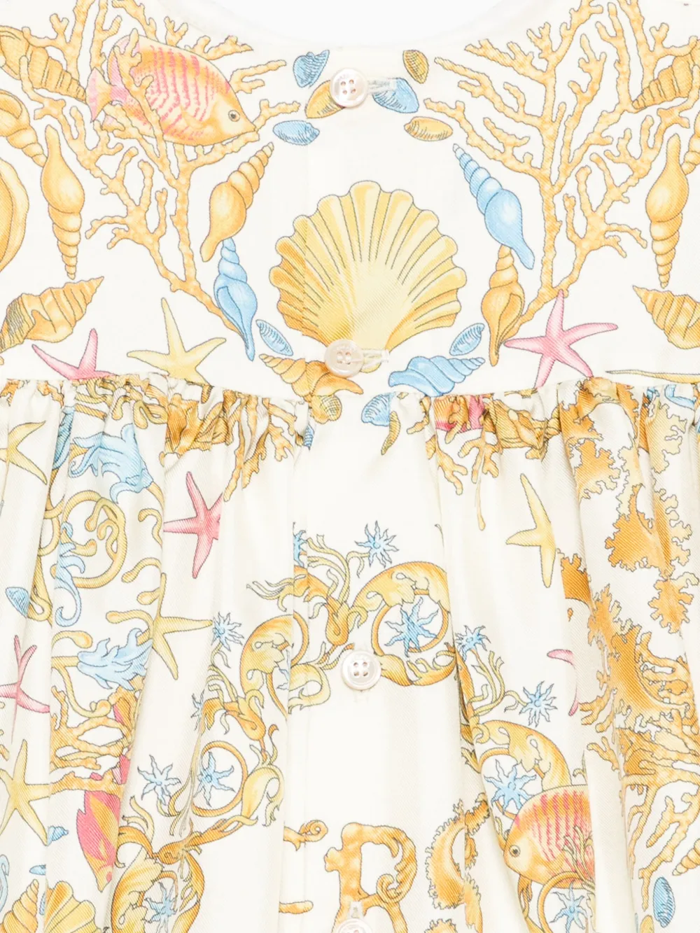 Versace Kids Jurk met Barocco-print Beige