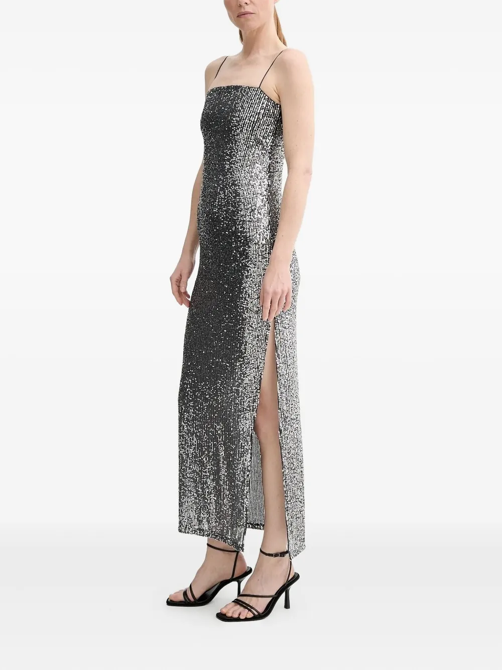 Alohas Elmi Sequinned Midi Dress In Silver