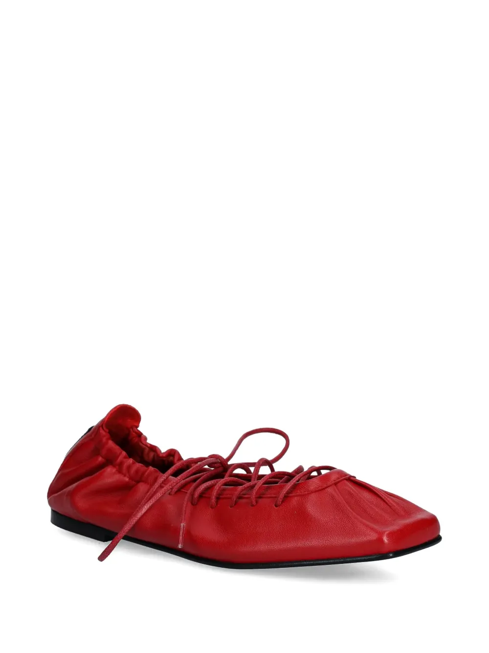 Alohas Aureline Lace-up Square-toe Flats In Red