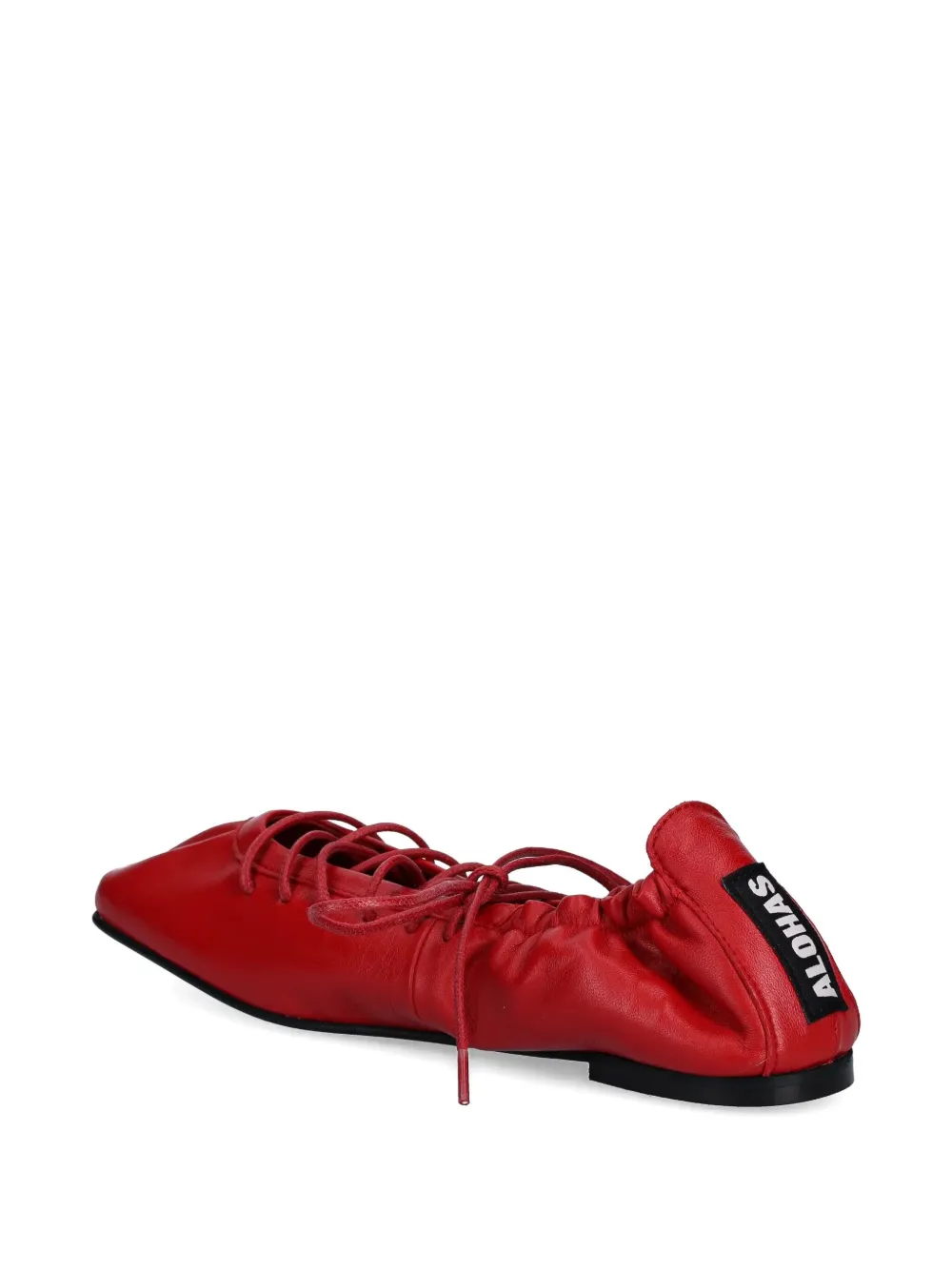 Alohas Aureline Lace-up Square-toe Flats In Red