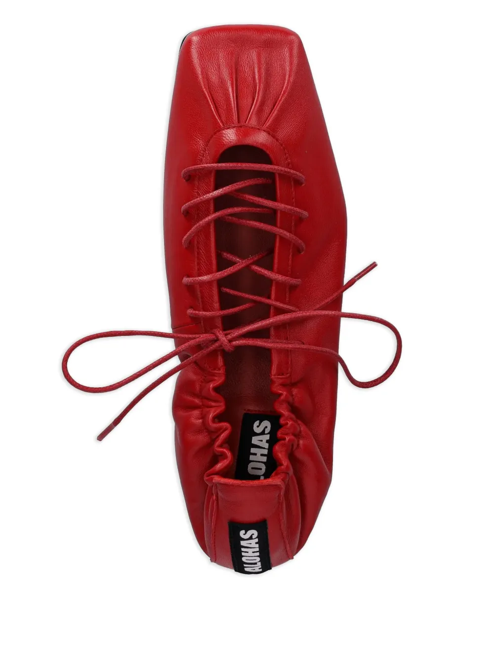 Alohas Aureline Lace-up Square-toe Flats In Red