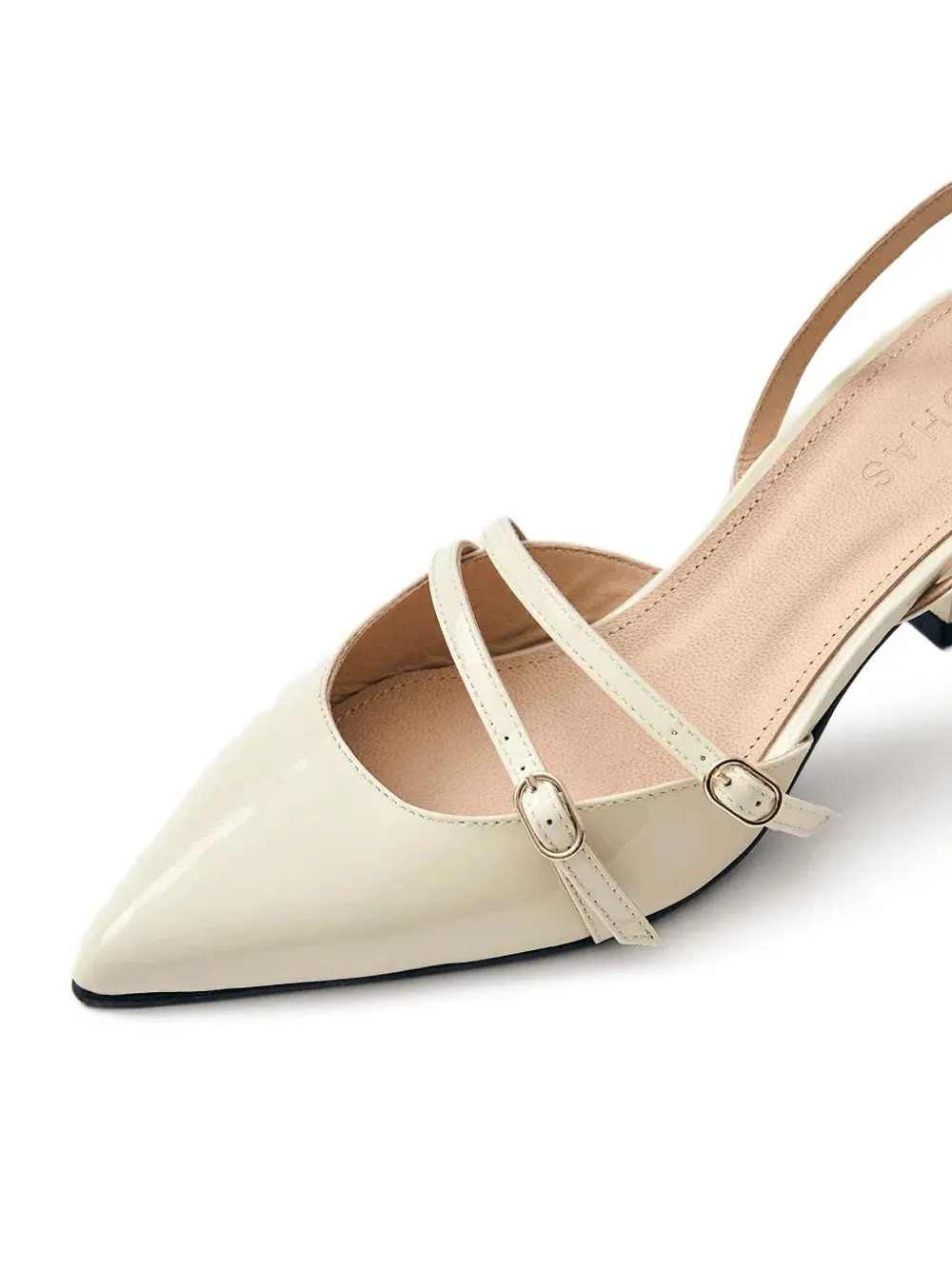 ALOHAS Joelle pumps met puntige neus en gespdetail Beige