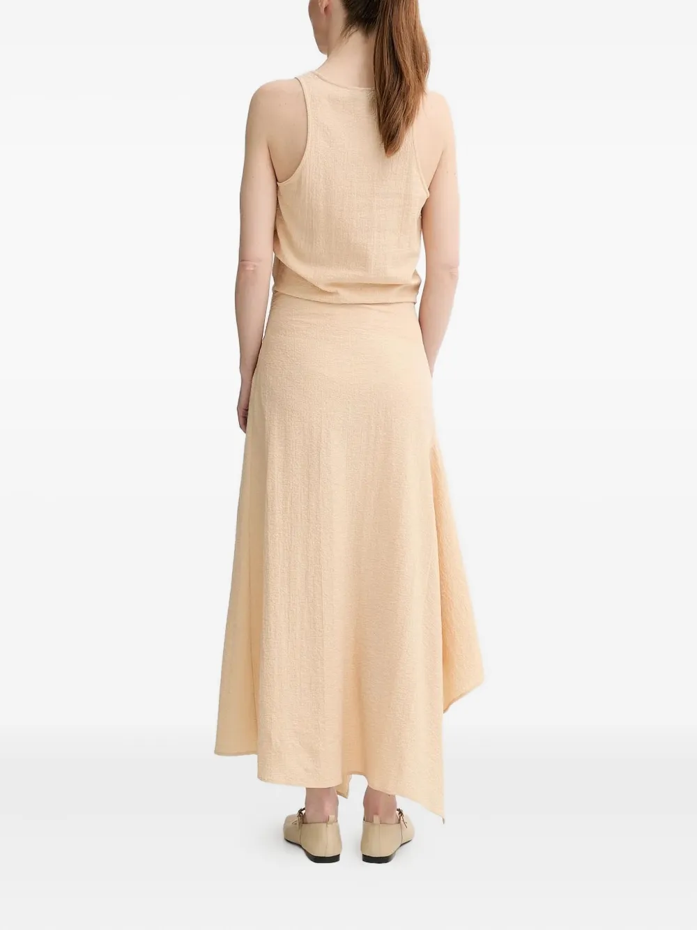 AERON Asymmetrische jurk met diepe ronde hals - Beige