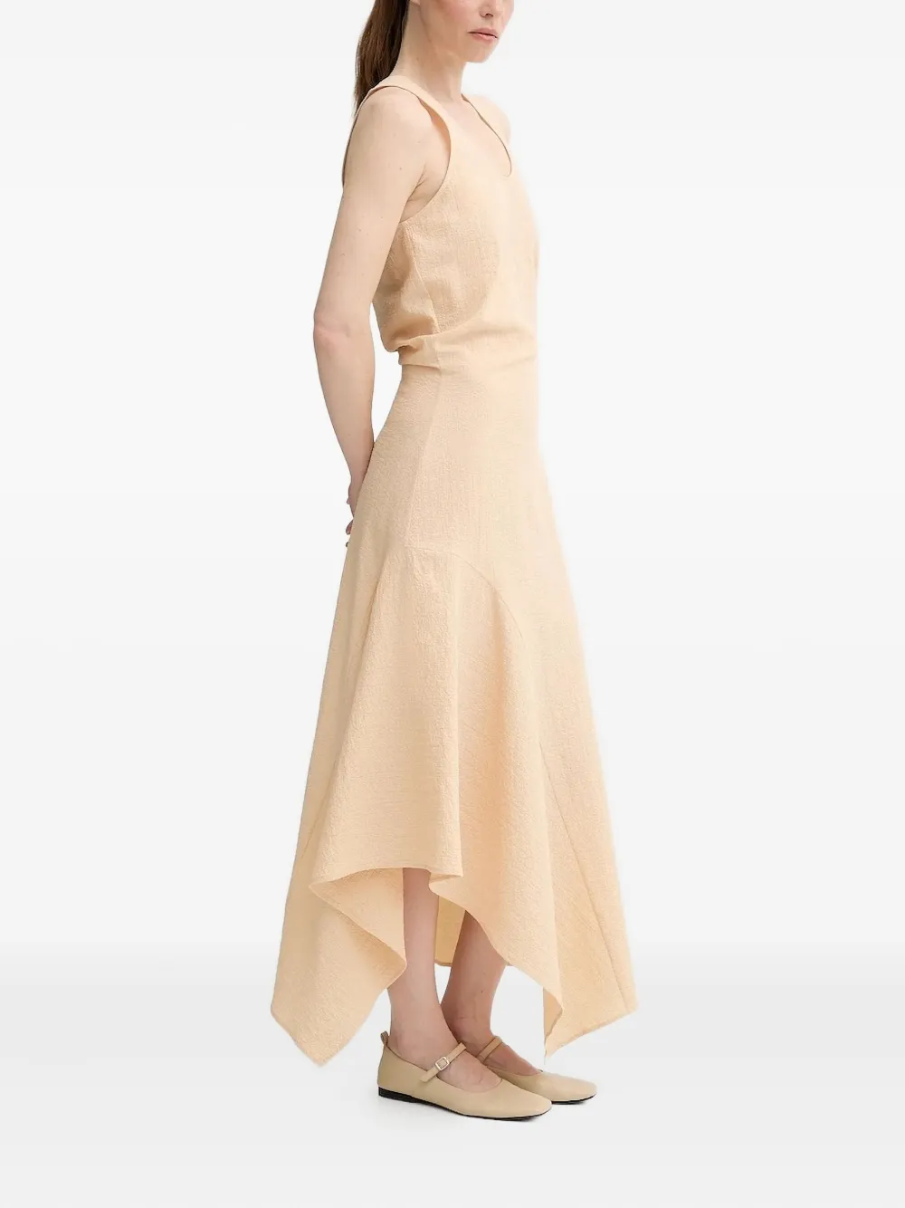AERON scoop-neck asymmetric day dress Beige