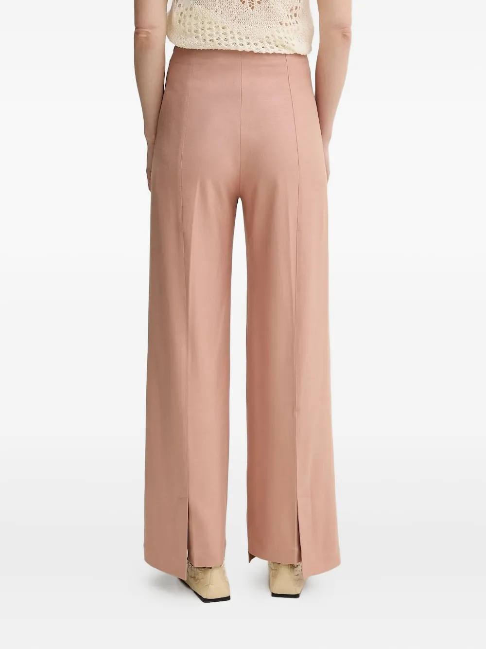 AERON wrap-front split-hem trousers Roze