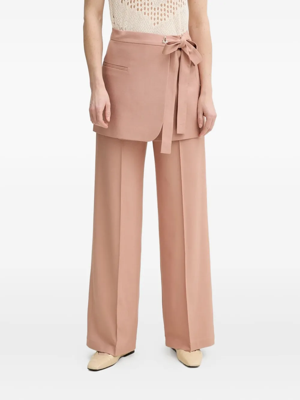 AERON wrap-front split-hem trousers Roze