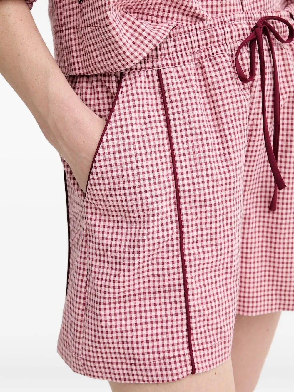 ALOHAS gingham drawstring shorts Rood