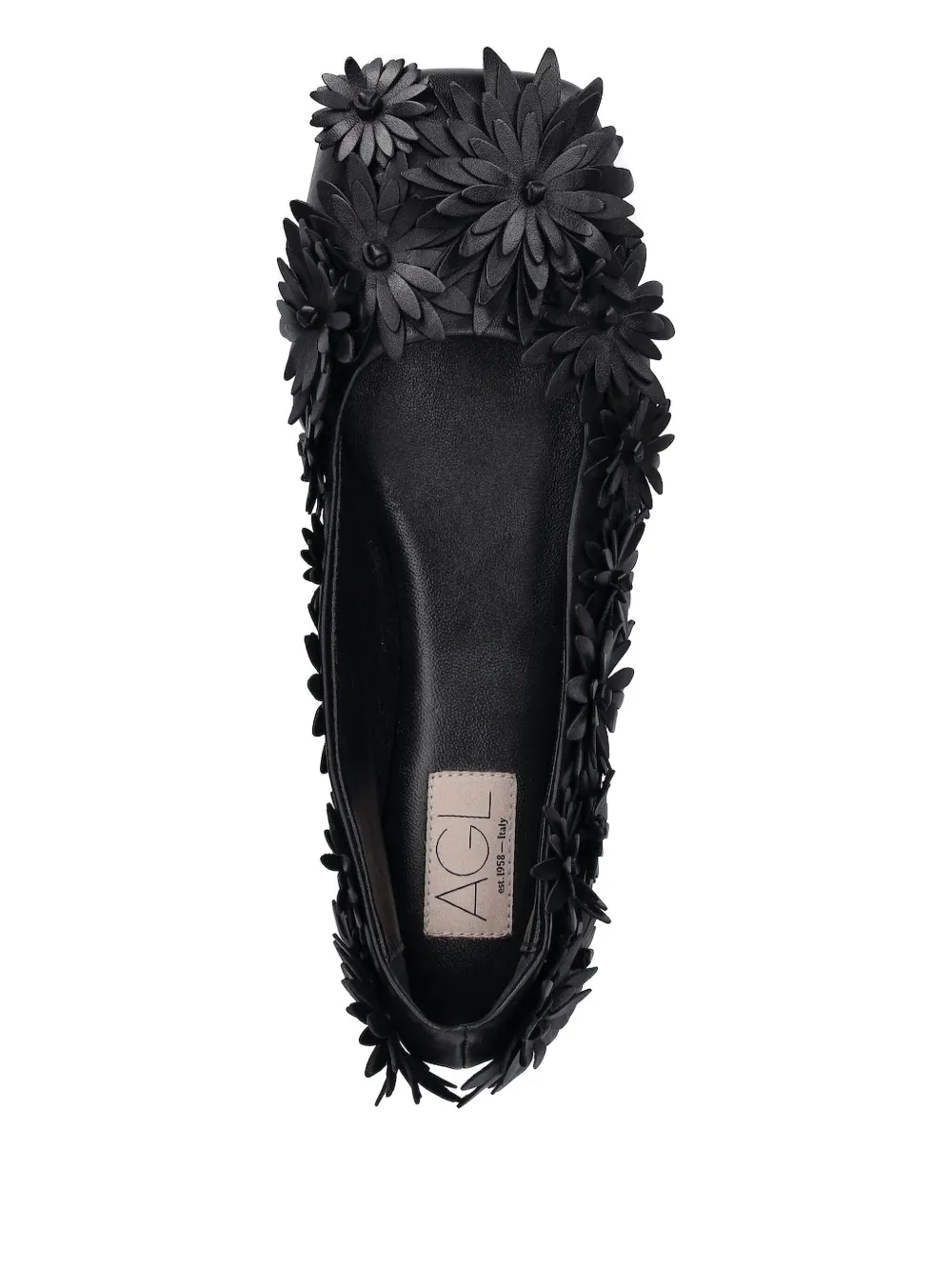 Agl Attilio Giusti Leombruni Ceramic Full Flowers Ballet Flats In Black