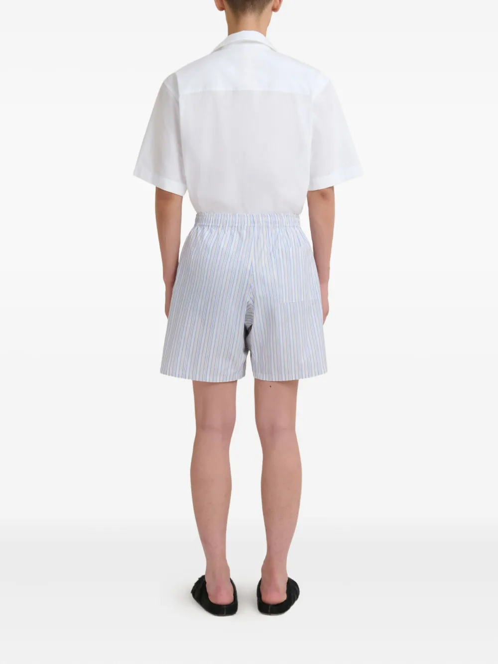 Marni striped elasticated-waist swim shorts Blauw