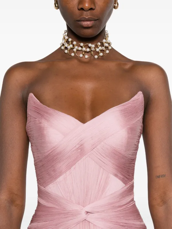 strapless open back dress Cody Balloon Sleeve Dress Pink by Mud Pie L main image 1