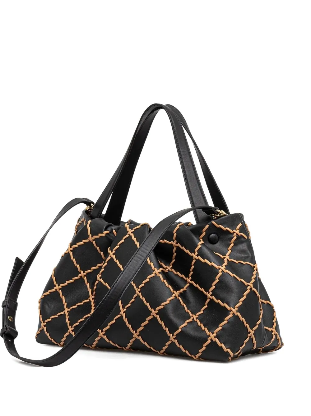 Themoirè pleated stitched tote bag Zwart