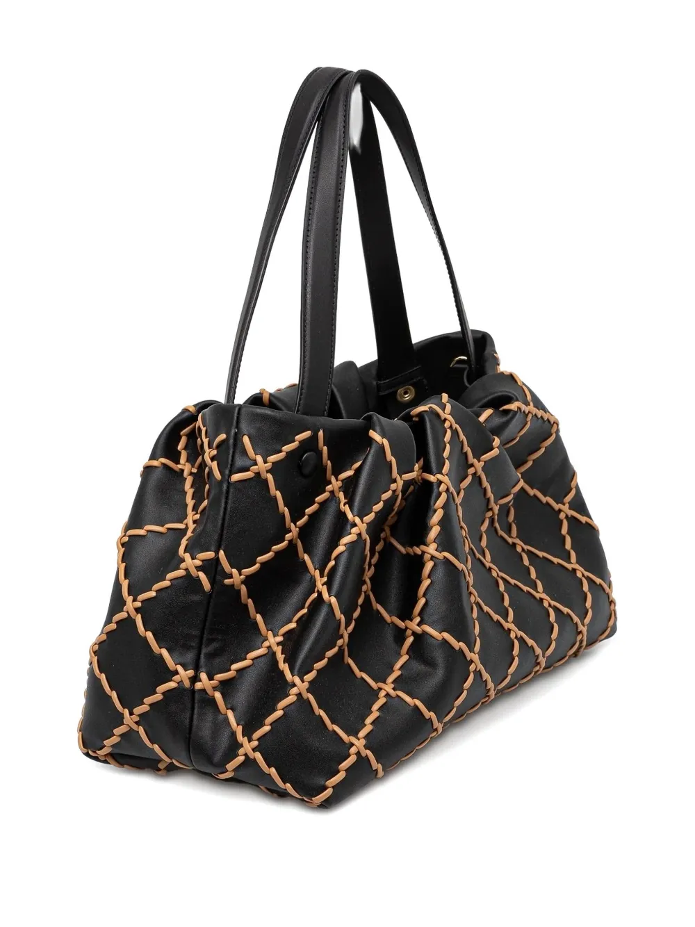 Themoirè pleated stitched tote bag - Zwart