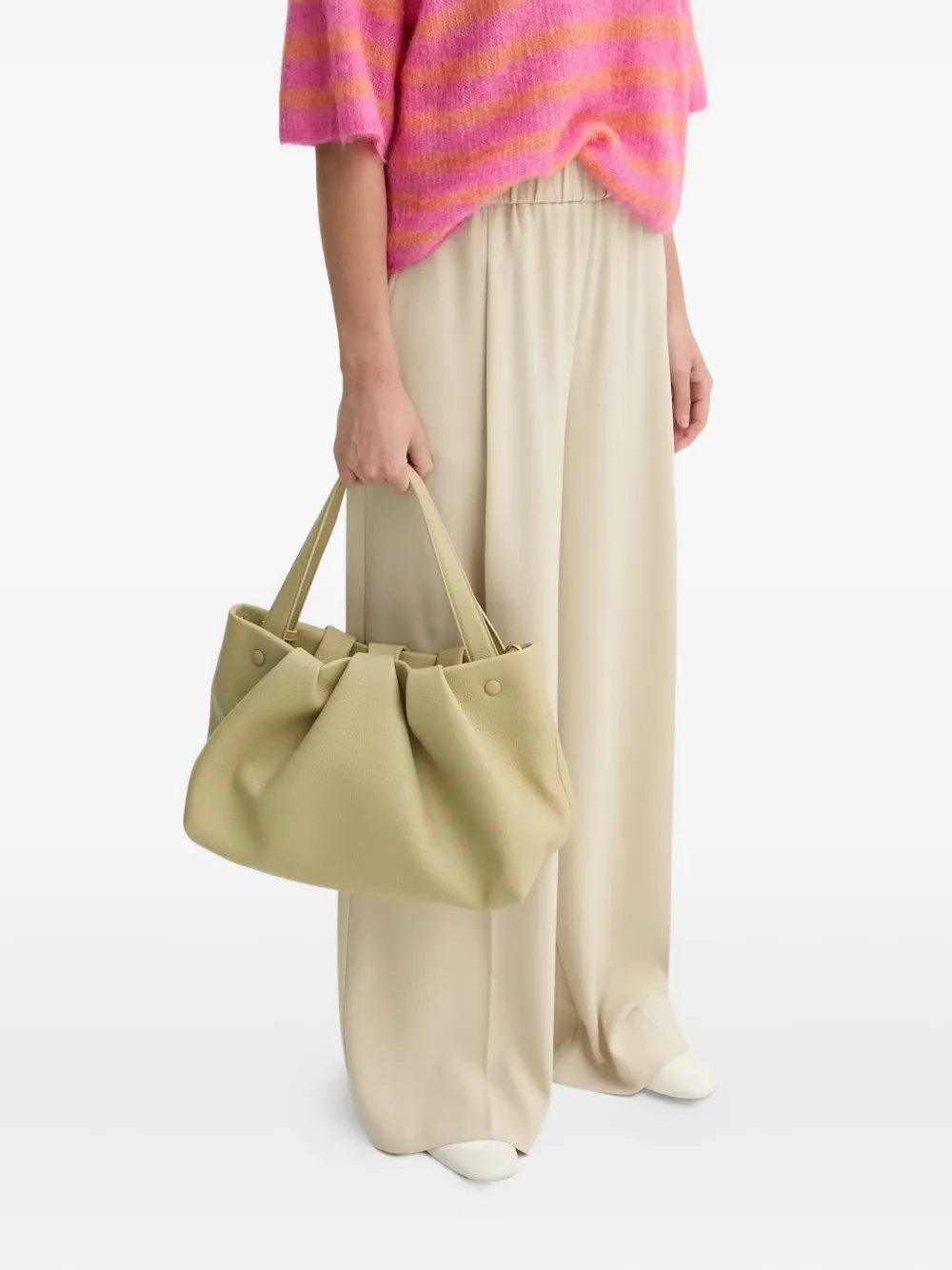 Themoirè Athena pleated tote bag Groen