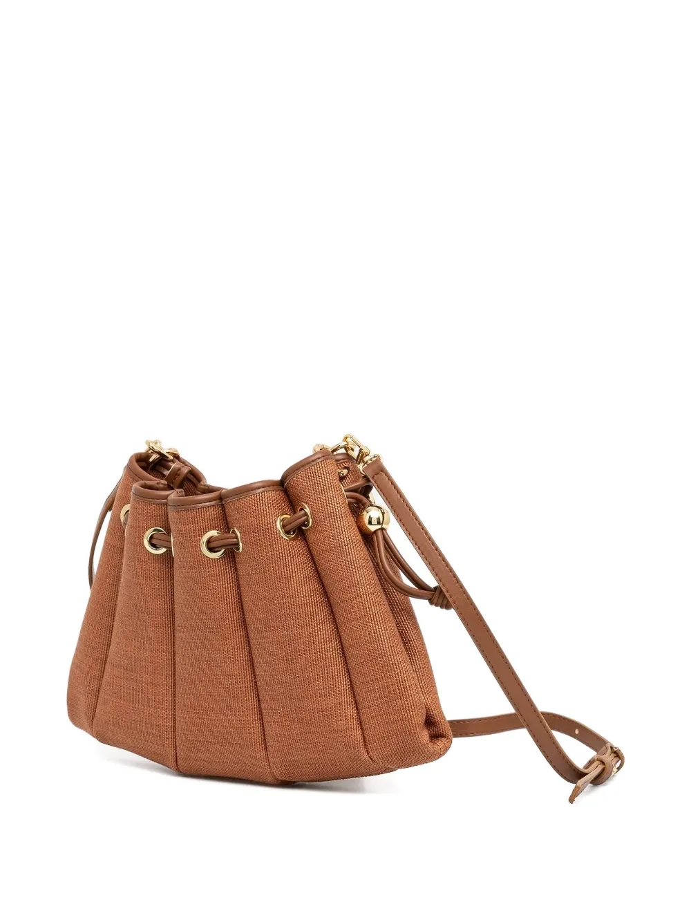 Themoirè Pleated Drawstring Shoulder Bag In Brown