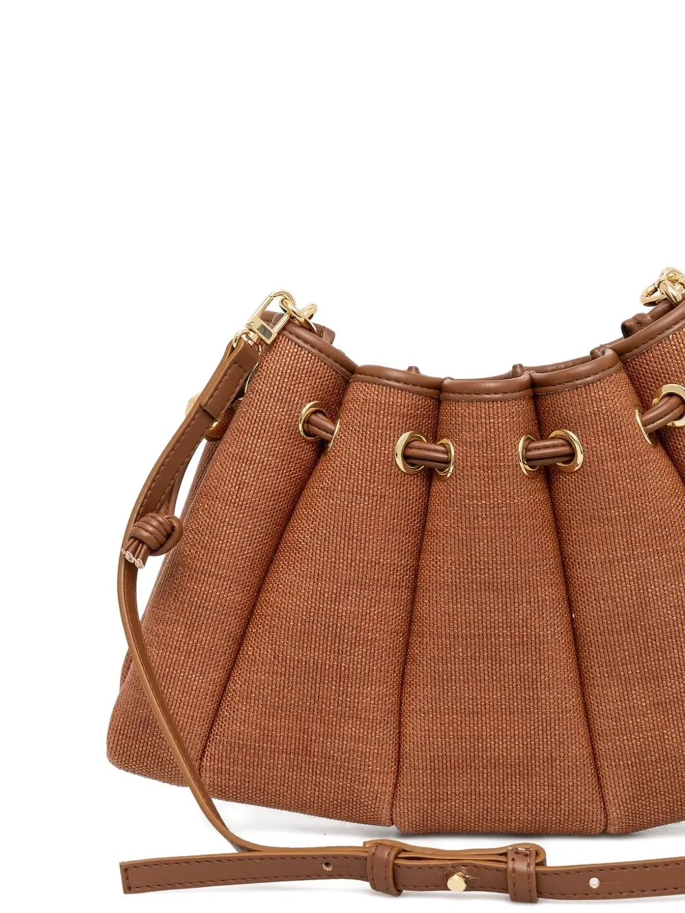 Themoirè Pleated Drawstring Shoulder Bag In Brown