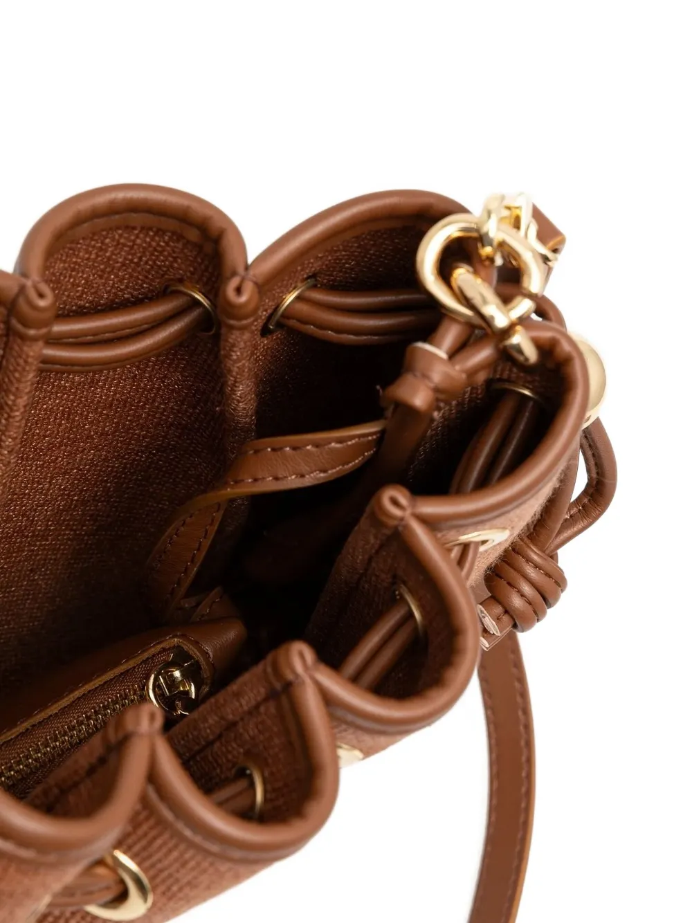 Themoirè Pleated Drawstring Shoulder Bag In Brown