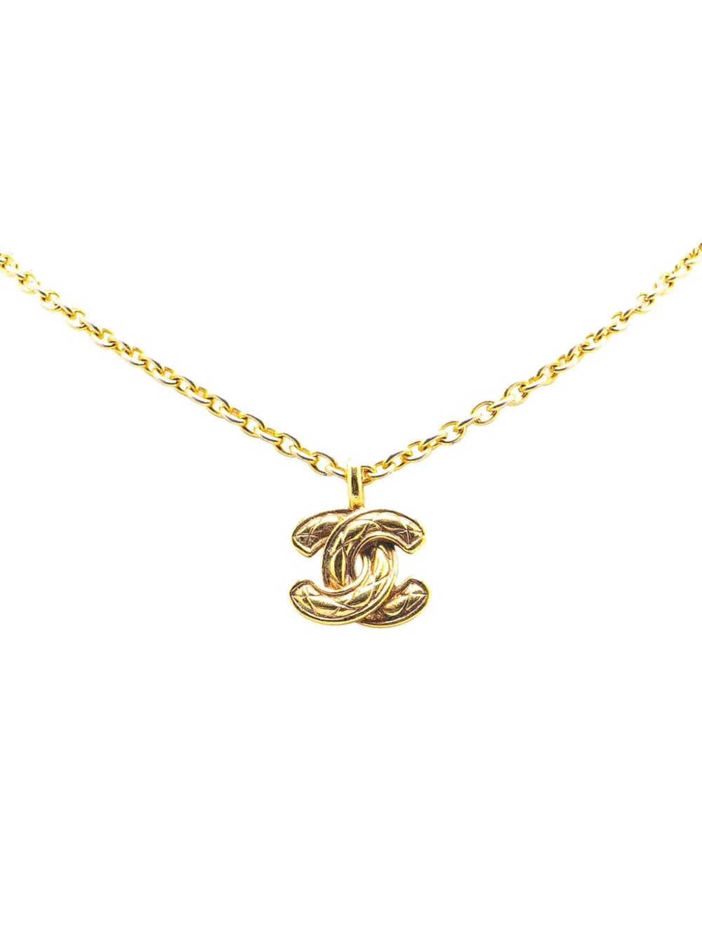 CHANEL Pre-Owned collar con colgante del logo CC con diseño acolchado bañado en oro 20st Century | Image 2
