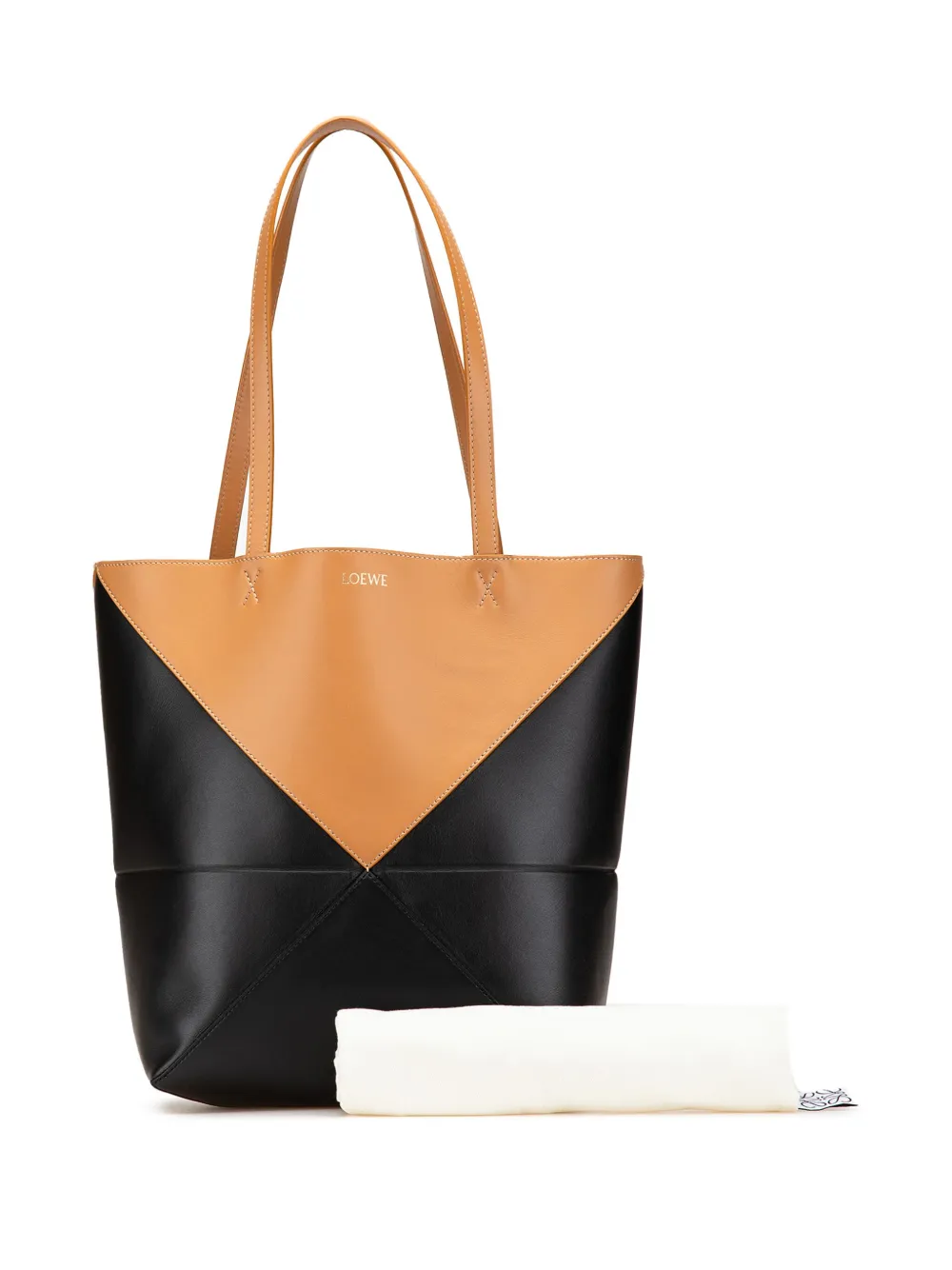 Pre-owned Loewe 2023-2025 Medium Bicolor Calfskin Puzzle Fold Tote Bag