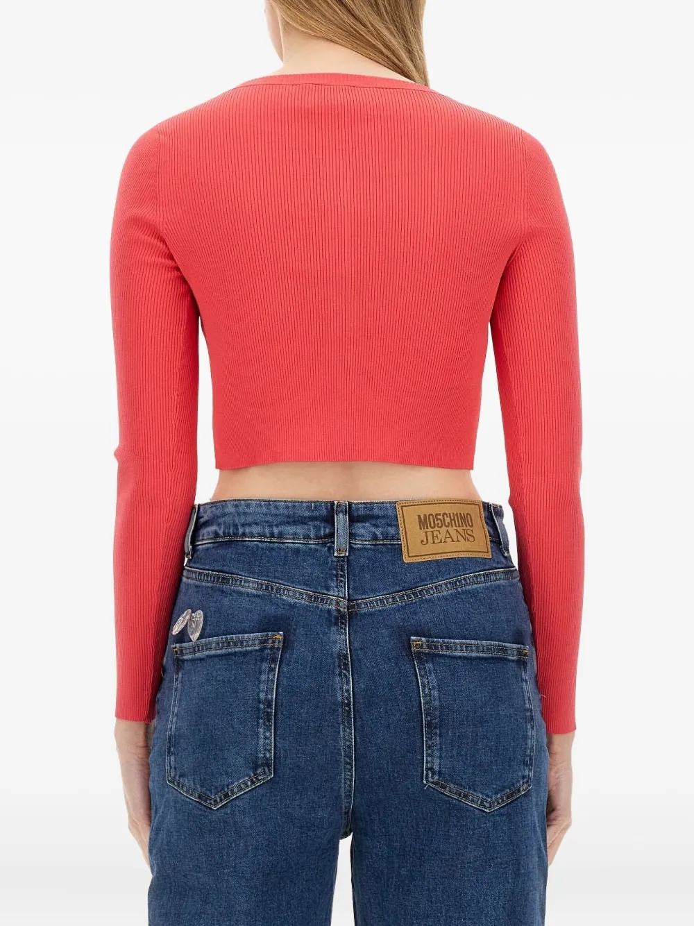 MOSCHINO JEANS Ribgebreid vest met knopen Rood