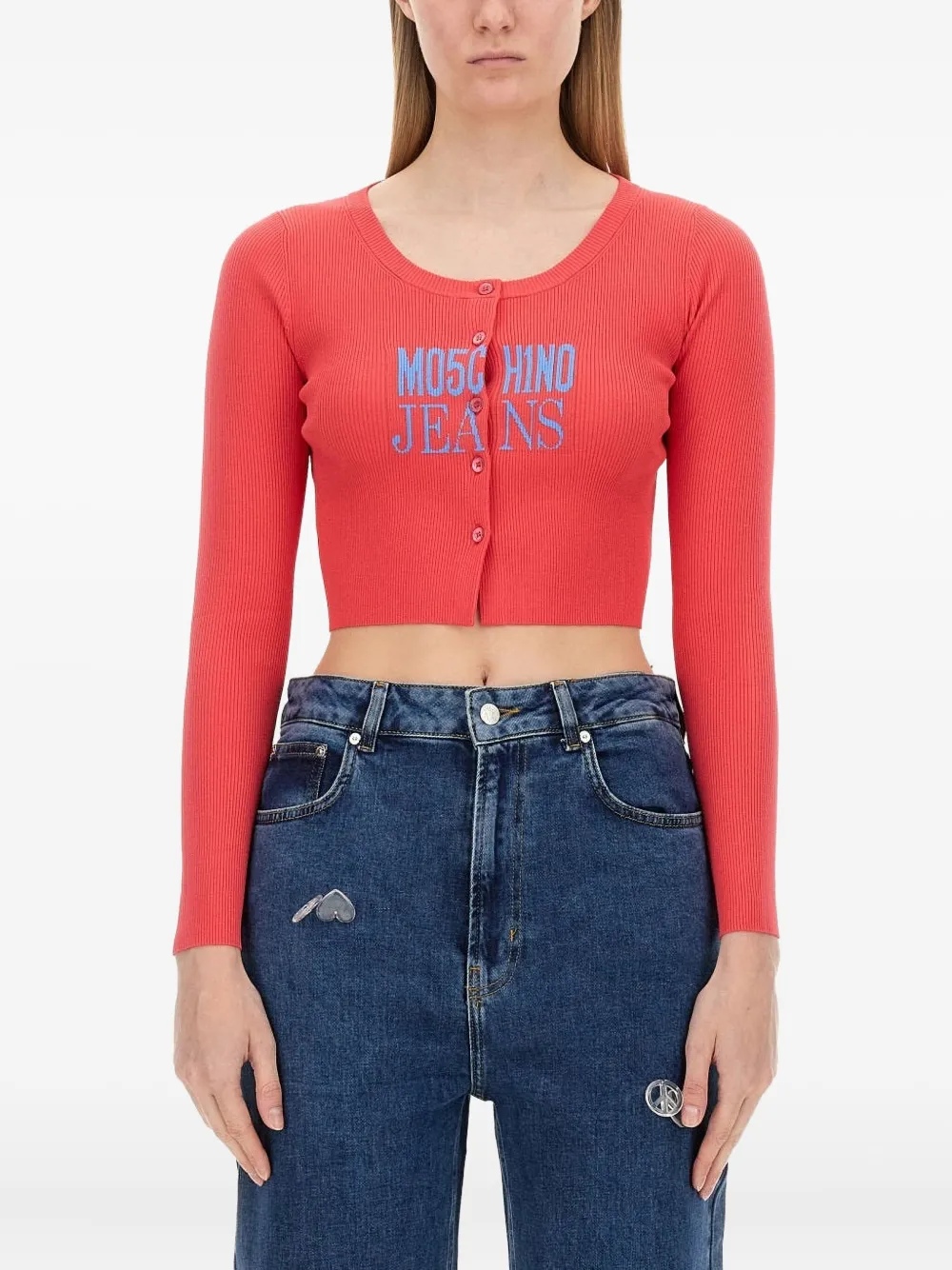 MOSCHINO JEANS button ribbed knitwear - Rosso