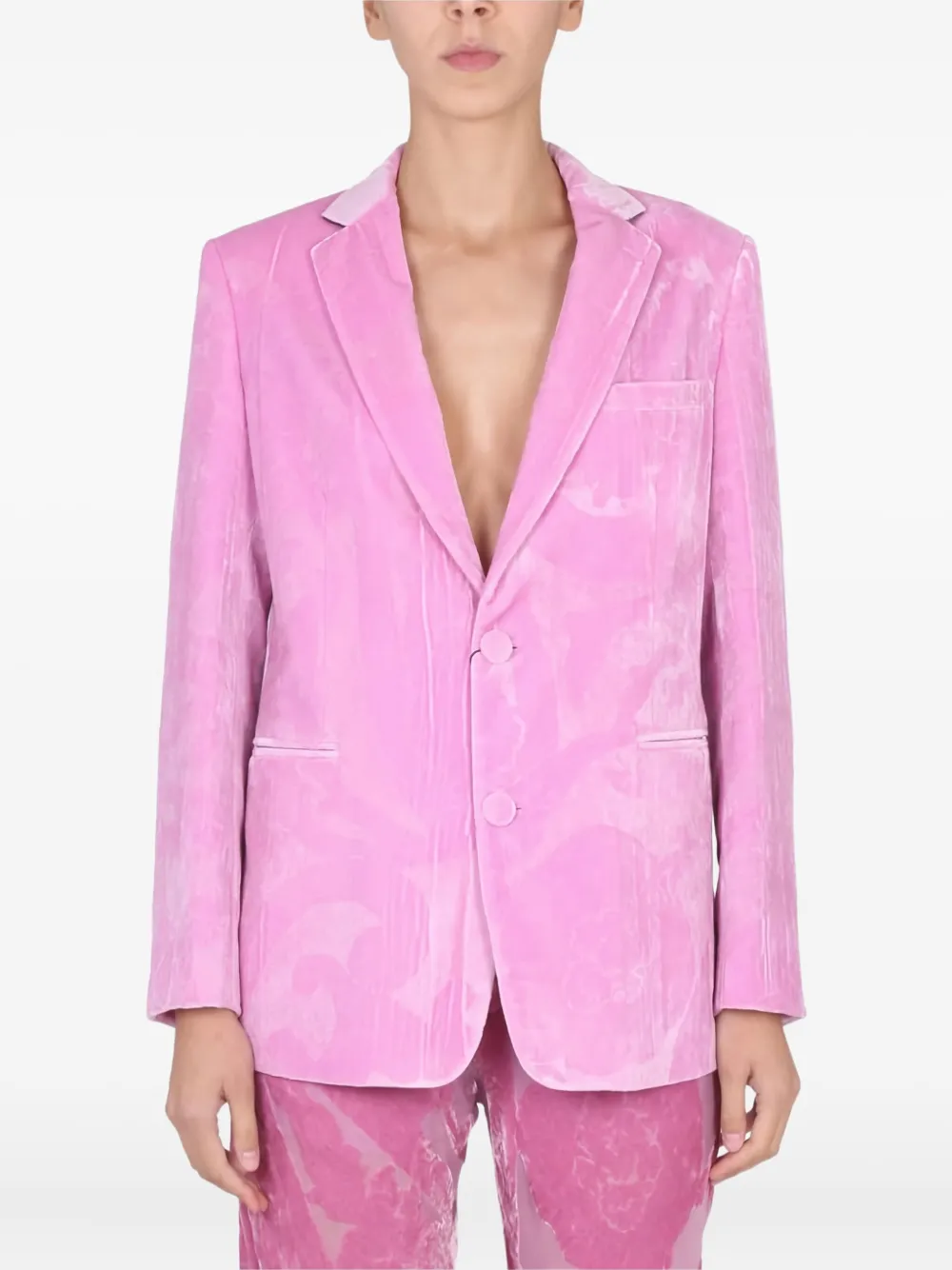 Etro Single-breasted Velvet Blazer In Pink