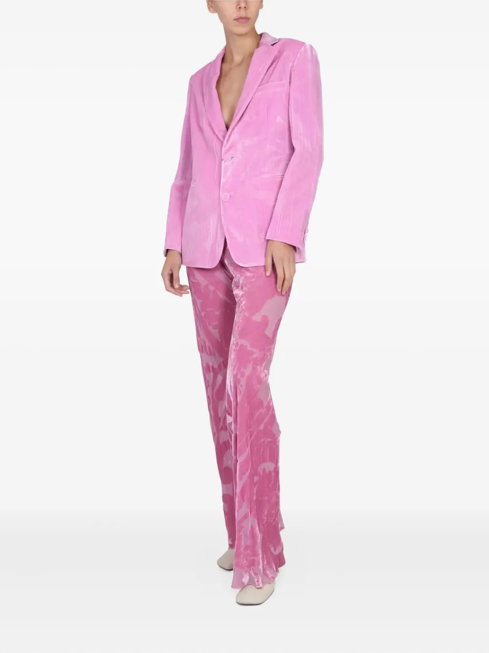 Etro Single-breasted Velvet Blazer In Pink