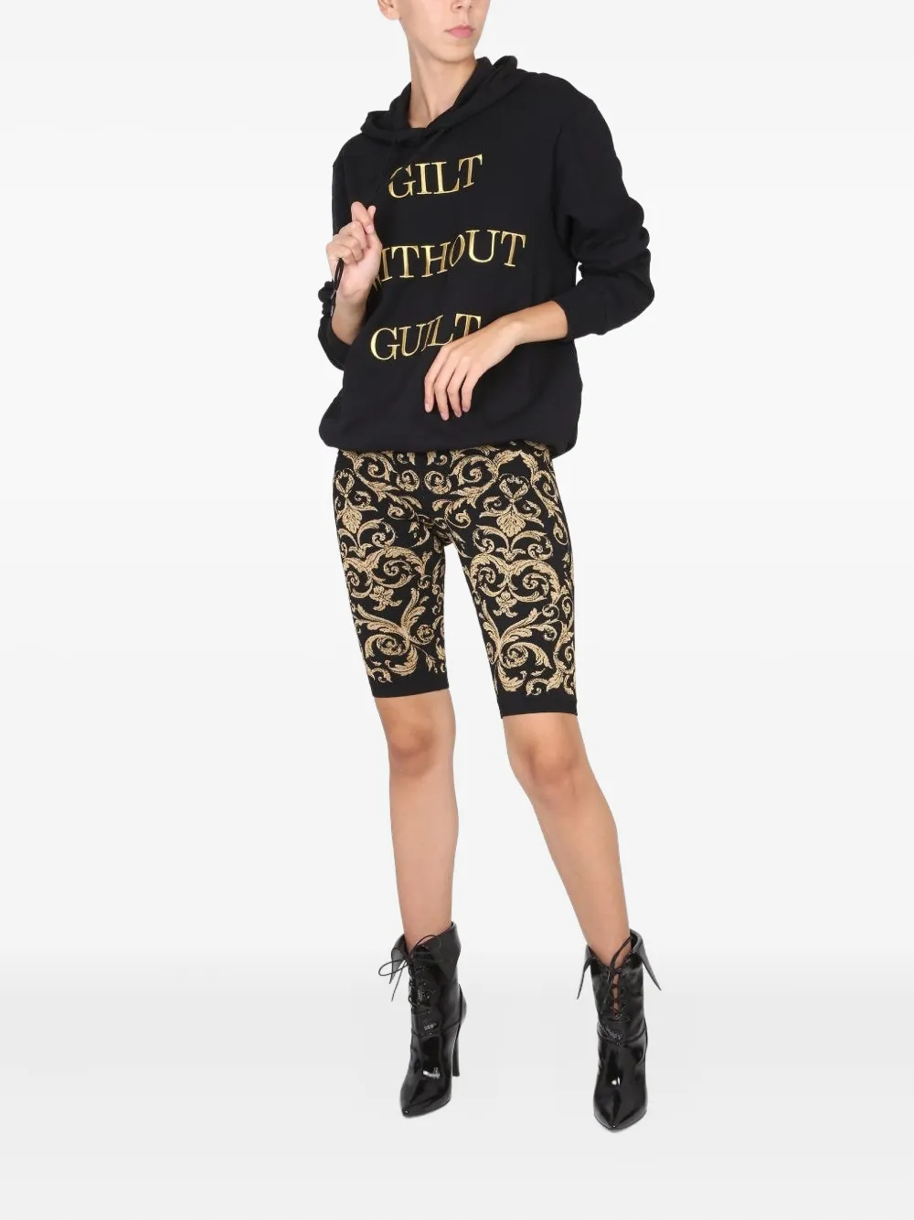 Moschino lettering-embroidered hoodie - Zwart