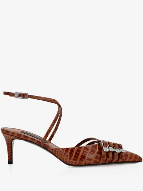 Philipp Plein 55mm crocodile-effect buckled pumps