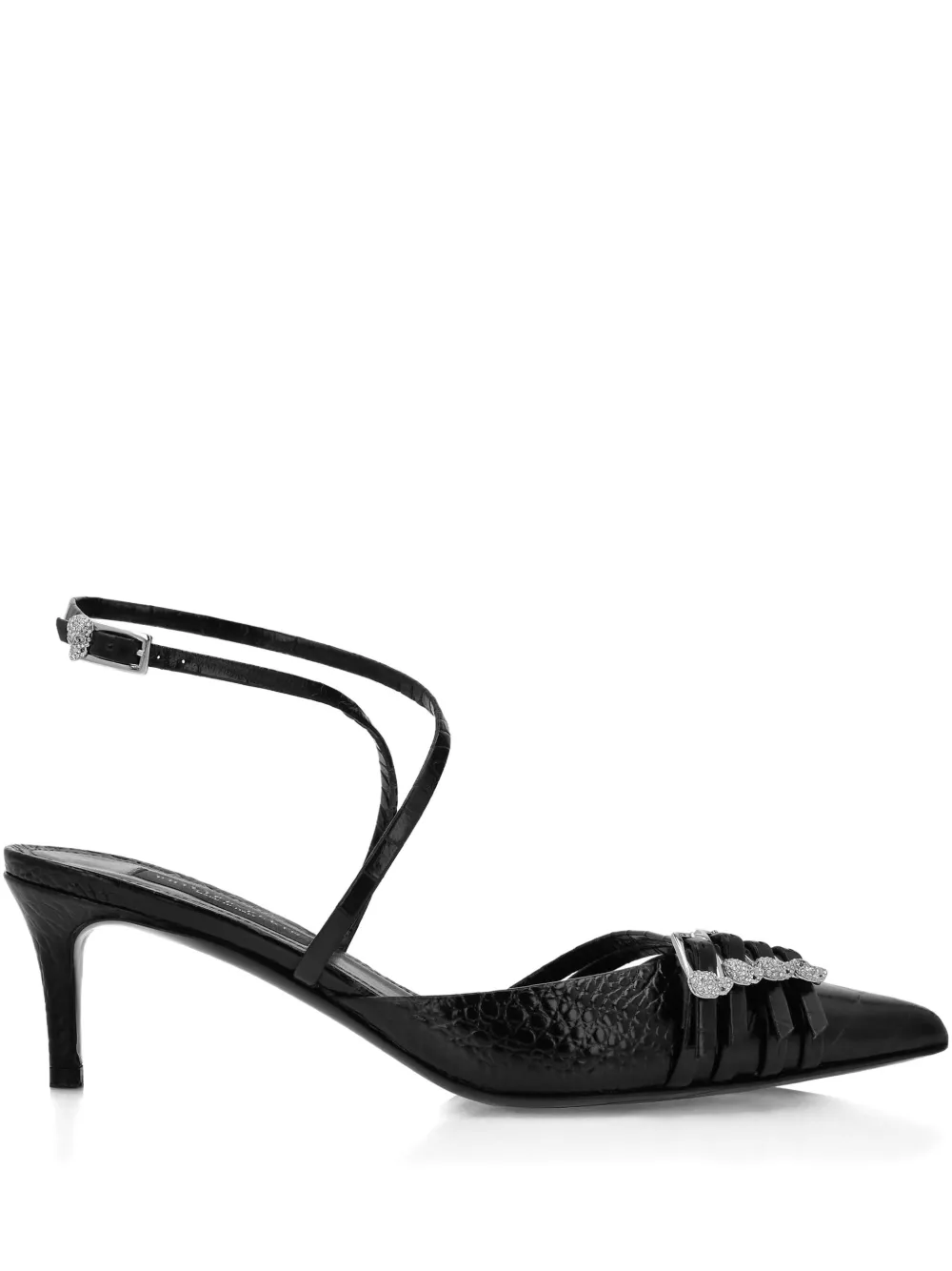 Philipp Plein crystal-embellished slingback pumps Black