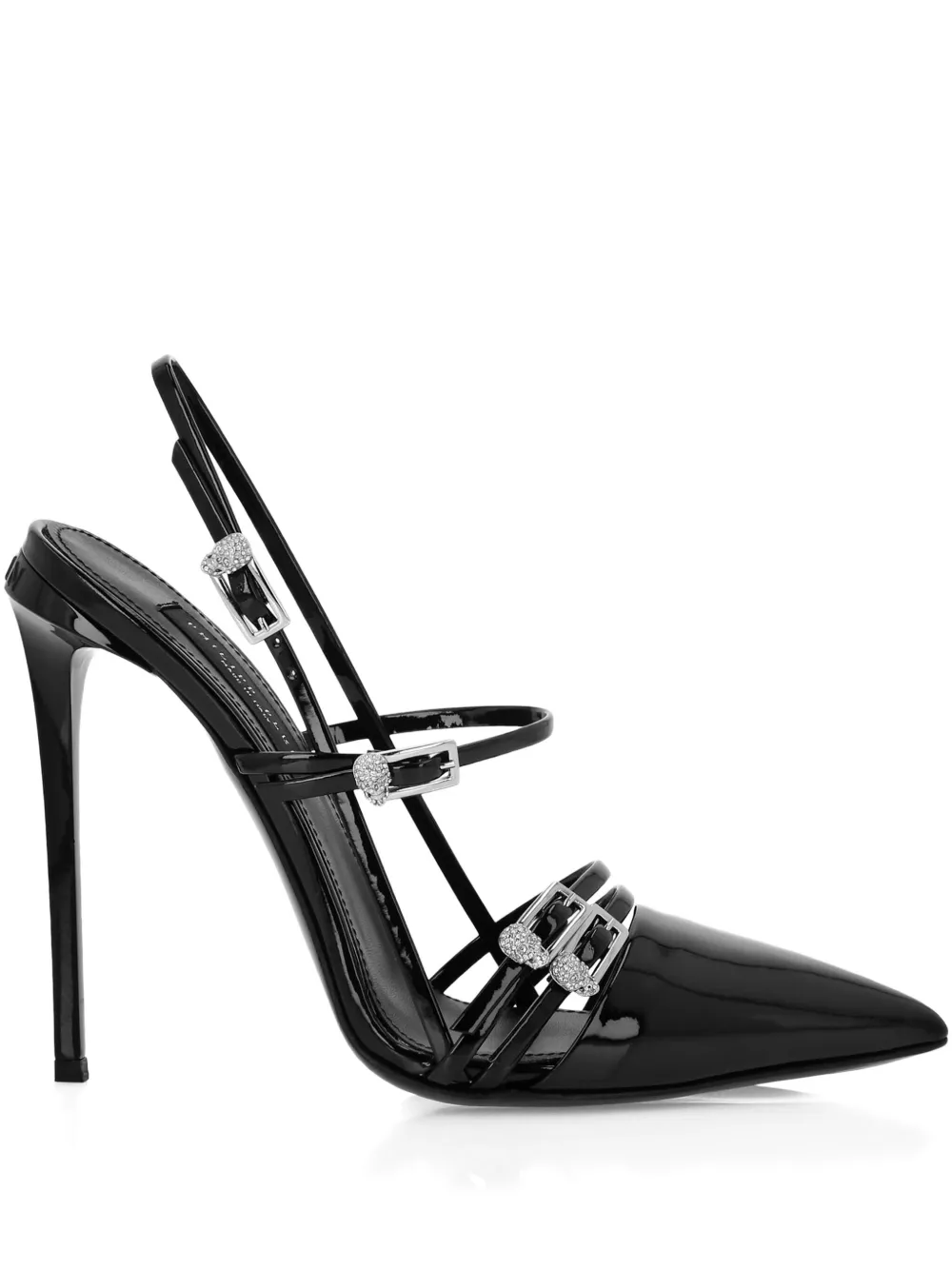 Philipp Plein Buckle-embellished Slingback Pumps In Black