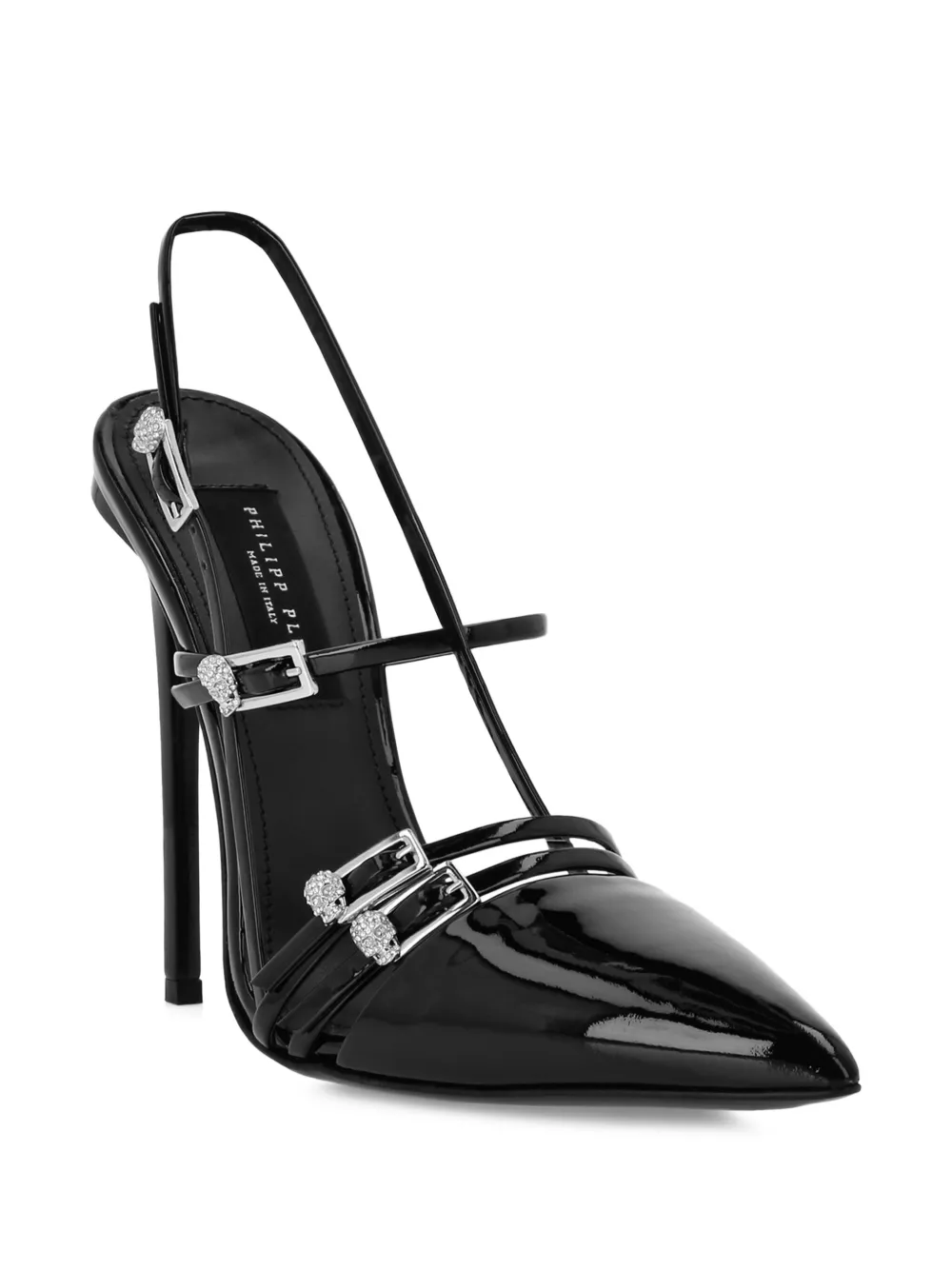 Philipp Plein buckle-embellished slingback pumps Black