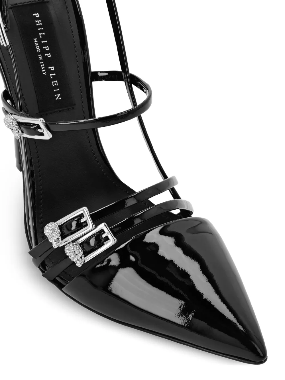 Philipp Plein buckle-embellished slingback pumps Black