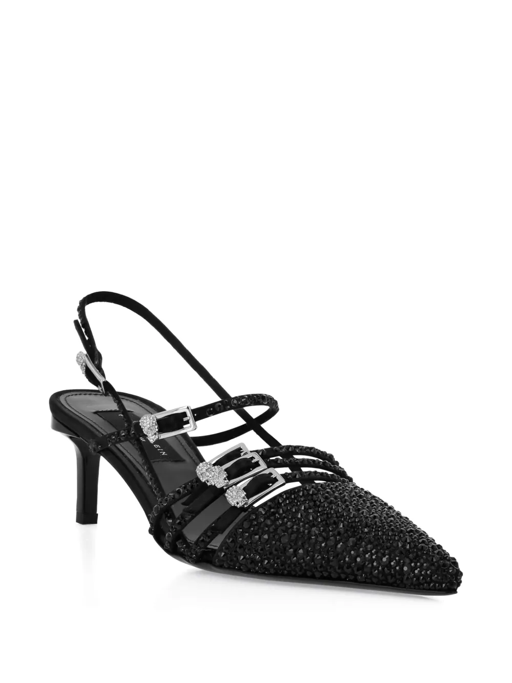 Philipp Plein crystal-embellished slingback pumps Black
