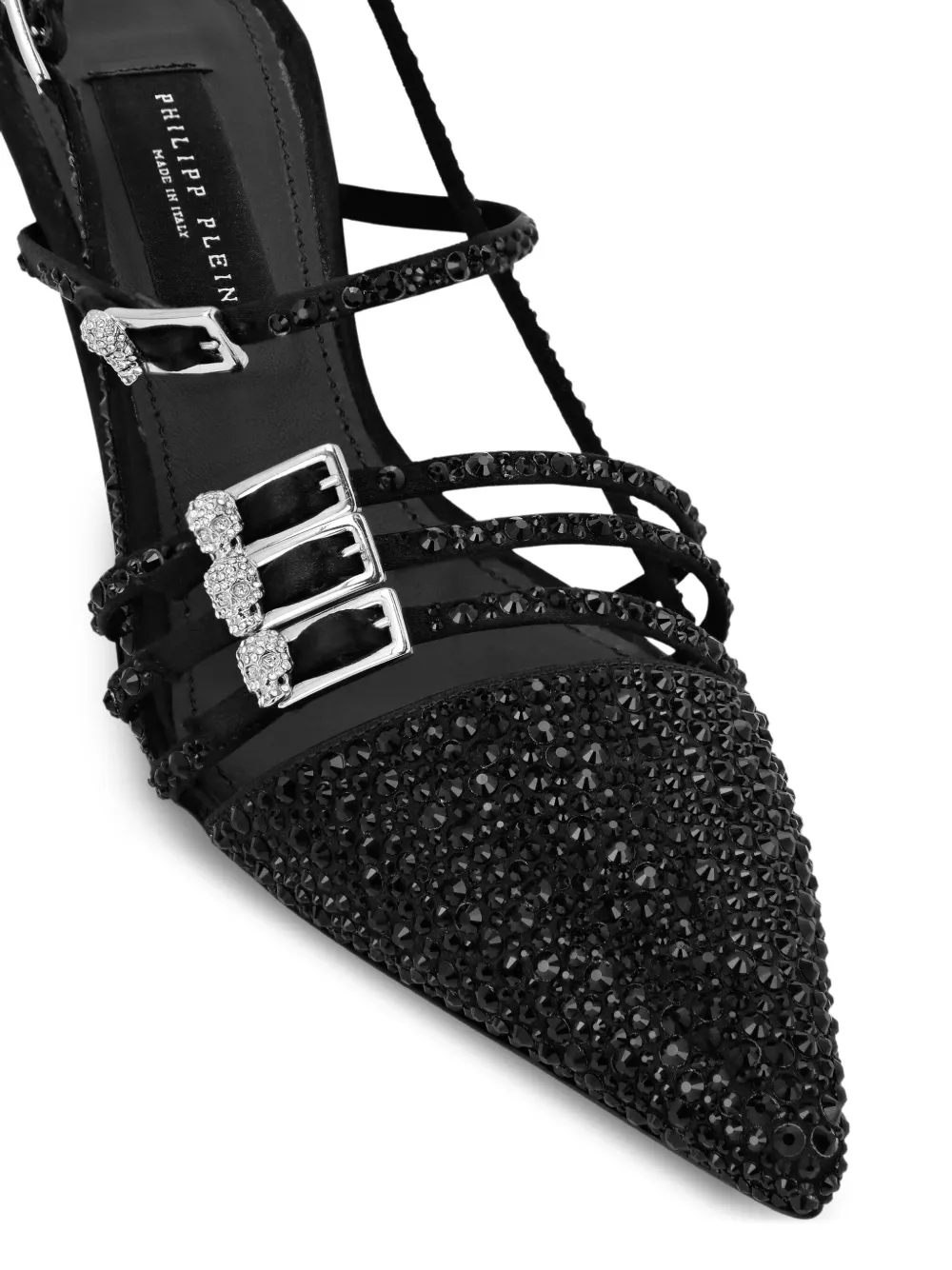 Philipp Plein crystal-embellished slingback pumps Black