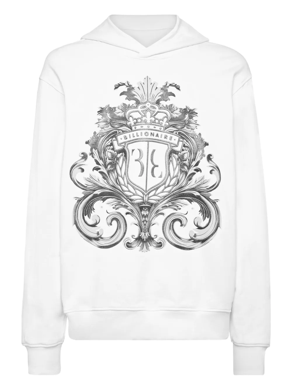 Billionaire crest-print hoodie | White | Image 1