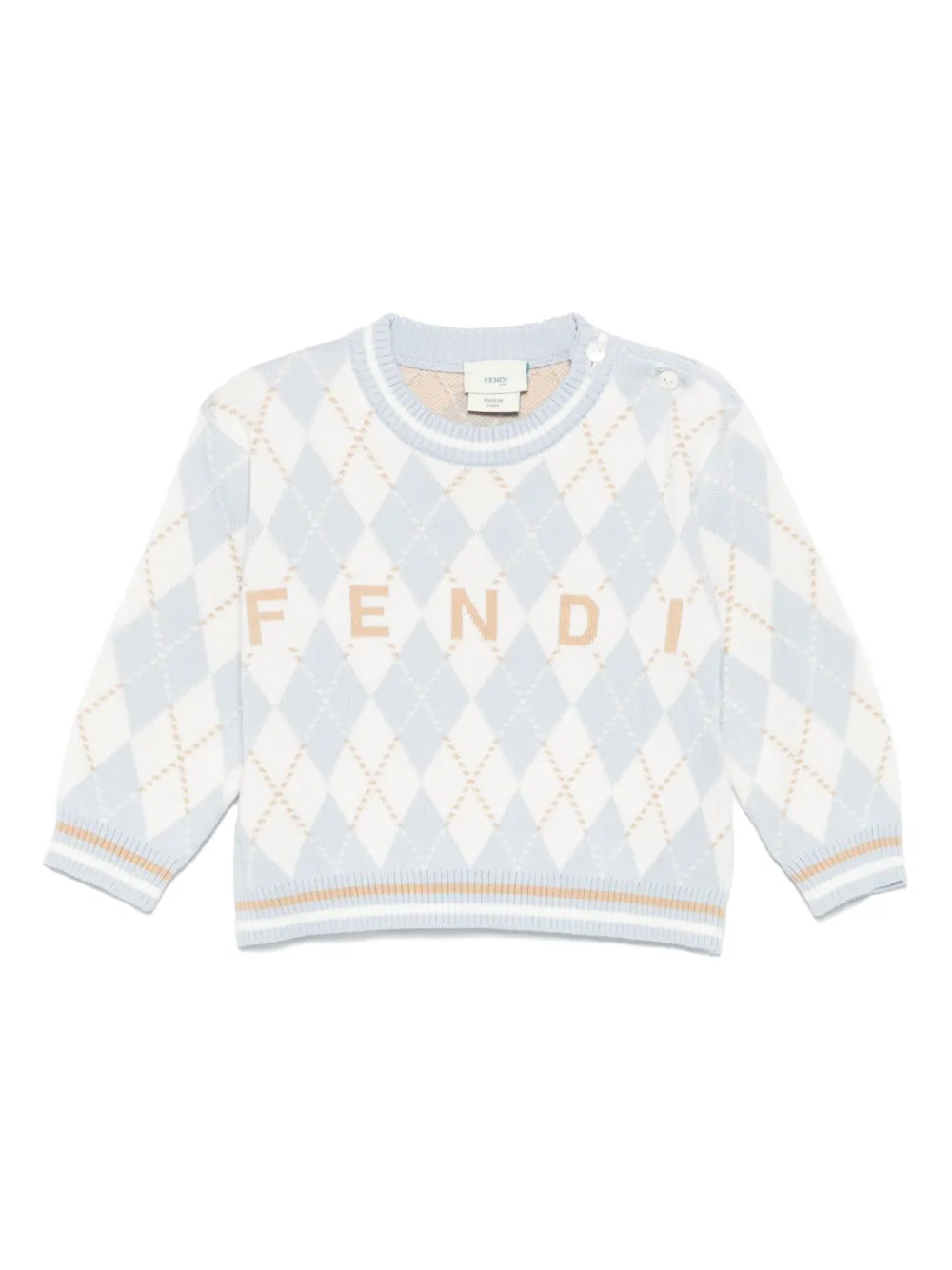 Fendi Kids Gebreide trui met chevronstreep Blauw