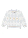 Fendi Kids chevron-knit jumper - Blue