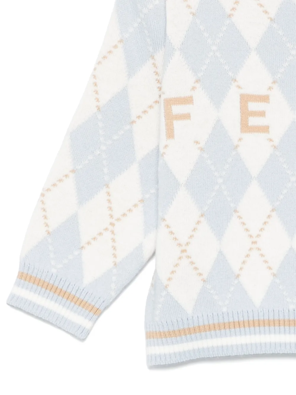 Fendi Kids Gebreide trui met chevronstreep Blauw