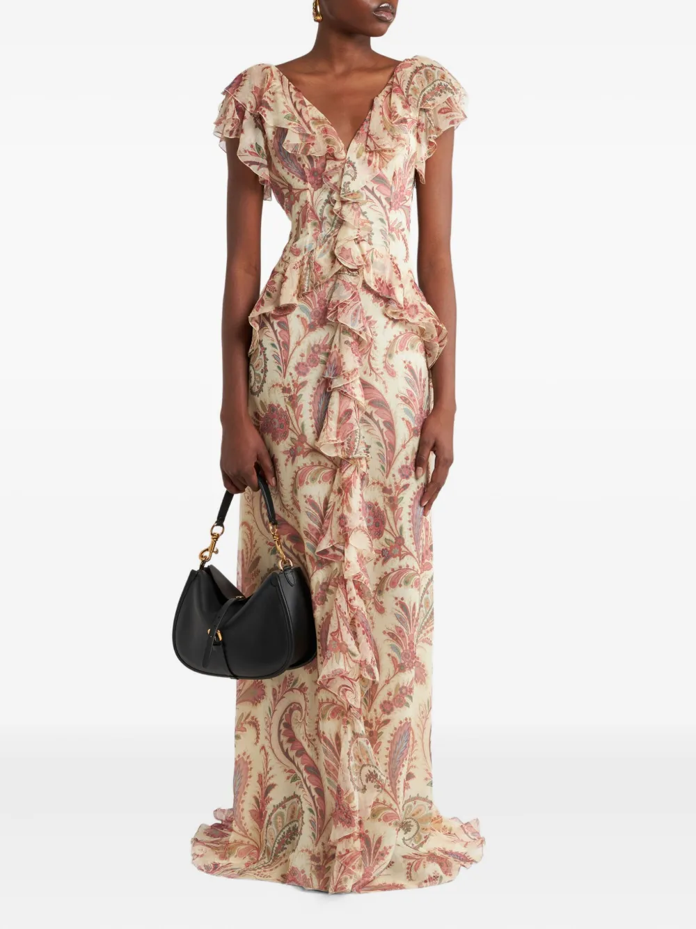 ETRO Jurk met bloemenpatroon en V-hals Beige