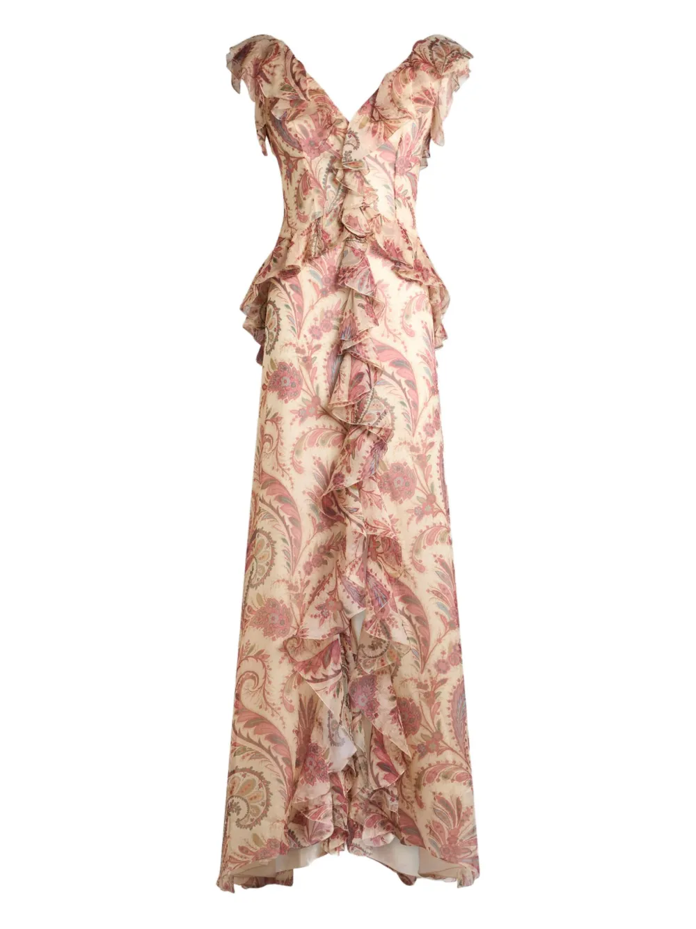 ETRO Jurk met bloemenpatroon en V-hals Beige